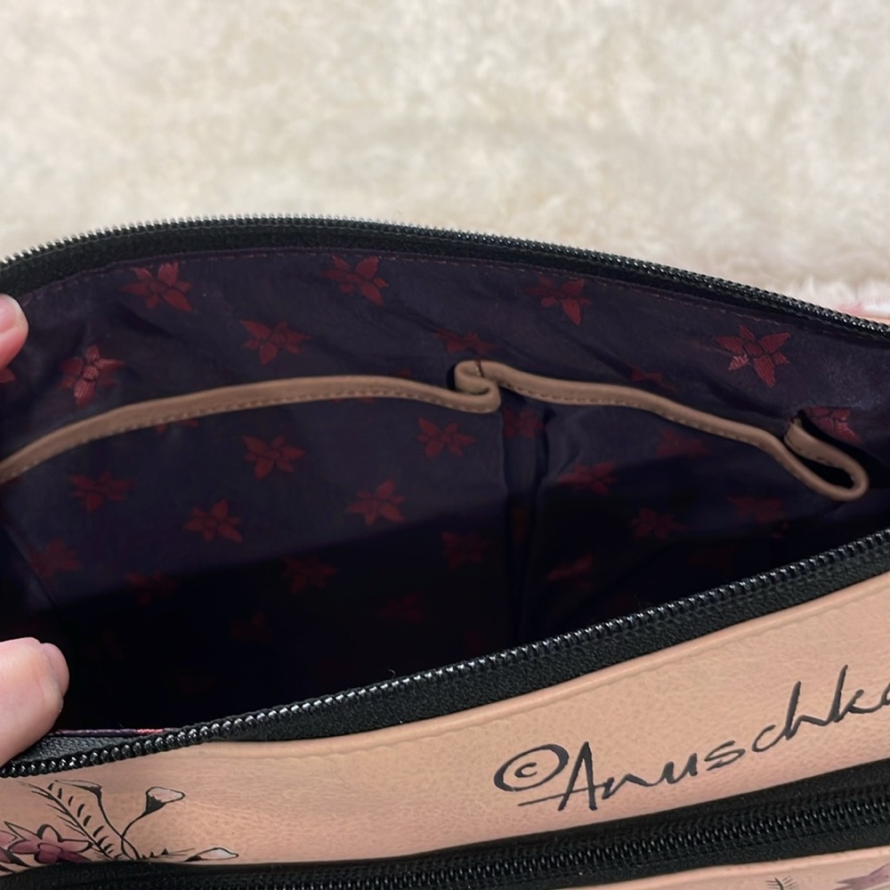 Anuschka Adjustable Crossbody Bag - Pink and Yellow Floral Design - Picture 9 of 9
